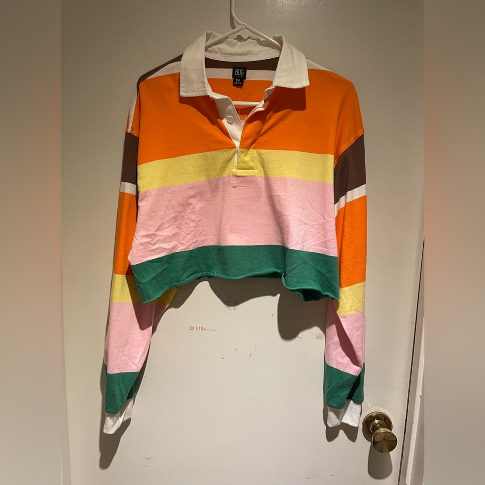BDG multicolour striped cropped long sleeve shirt size S